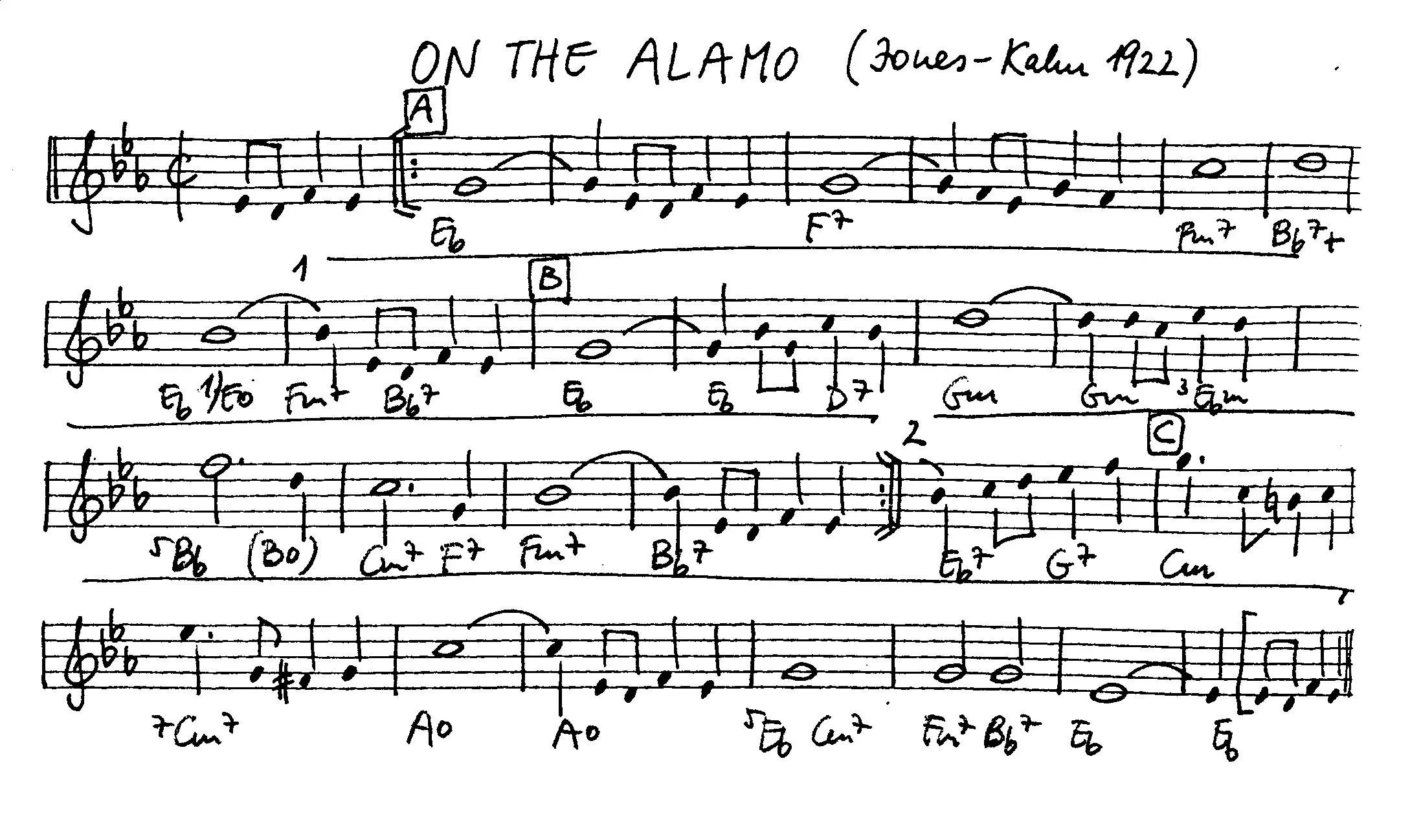 on the alamo. Free Jazz Leadsheet, courtesy of The Jungle Jazz Band